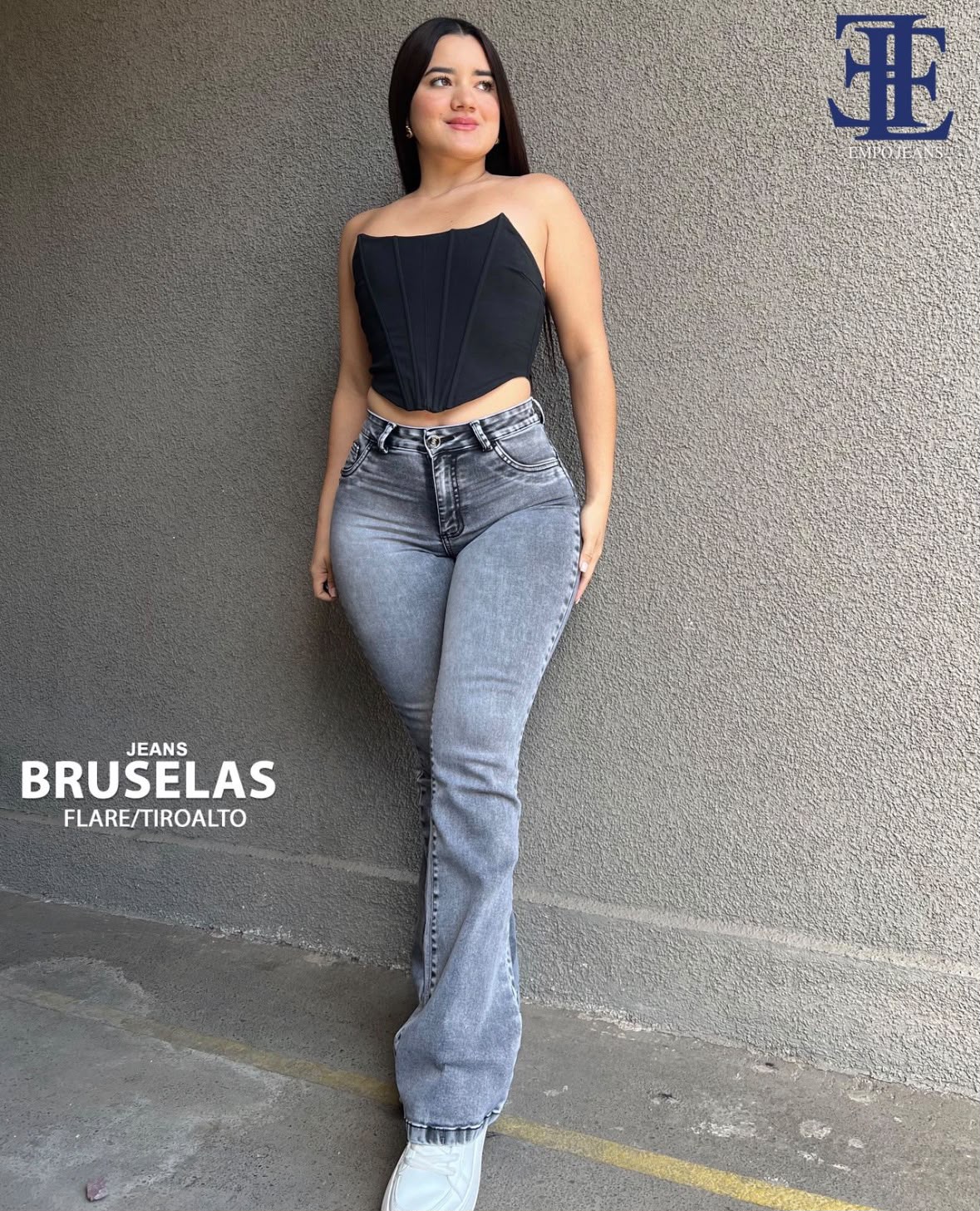 JEANS FLARE GRIS